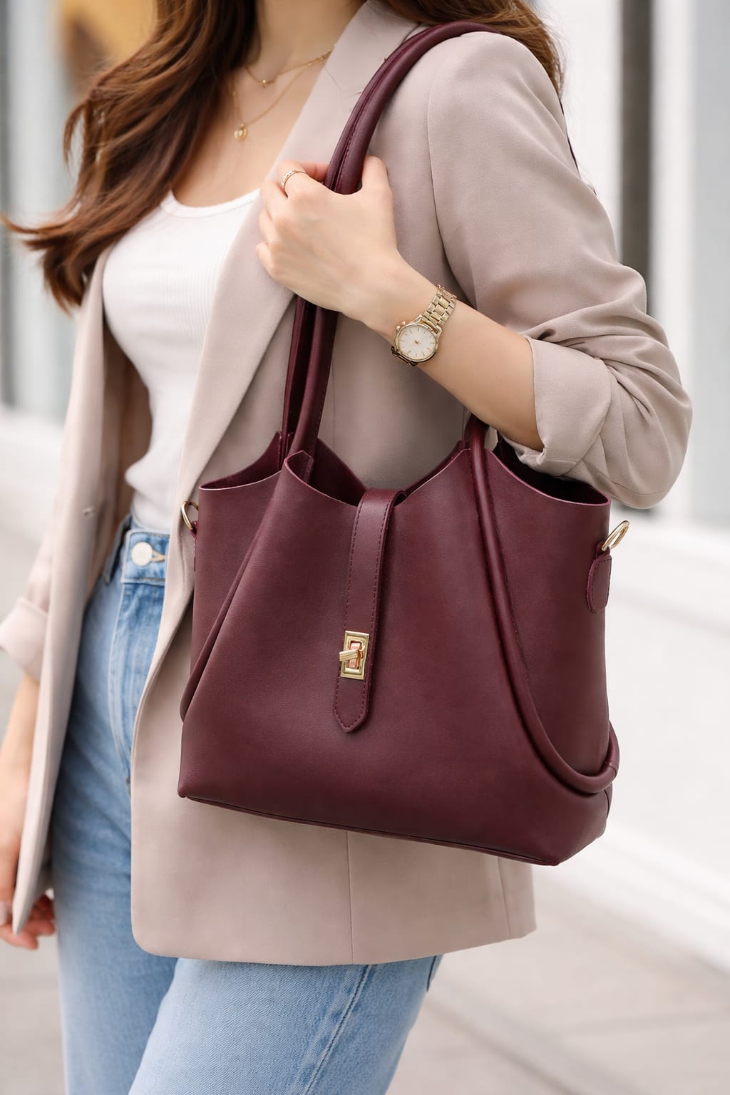 Gold Kilitli Uzun Askılı Çanta